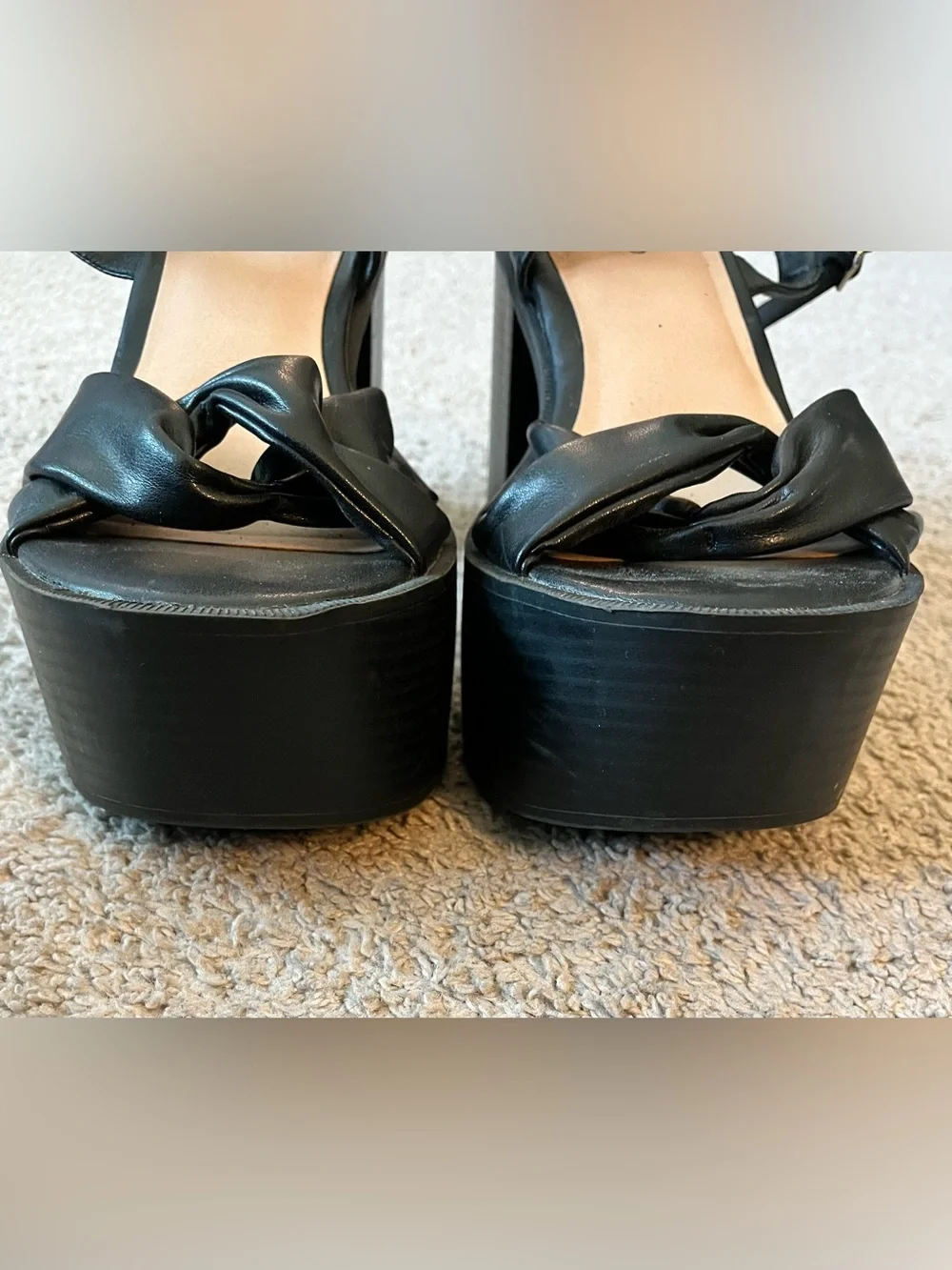 Torrid Black Soft Knot Platform Heels Sandals Size 12WW (Extra Wide Width)